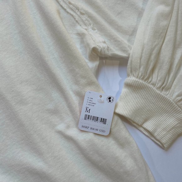 NEW Free People Shes Everything White Solid Puffed Long Sleeve Womens Size M - Picture 8 of 13